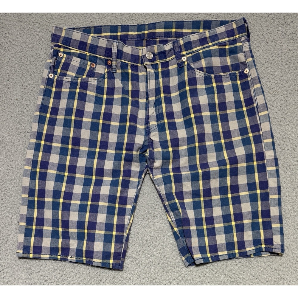 Levis 504 Plaid Shorts Mens Size 36 Regular Fit 12" Inseam 100% Cotton